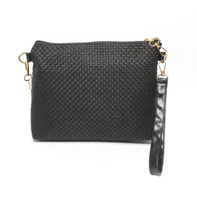 Textured Canvas Crossbody Bag - Black