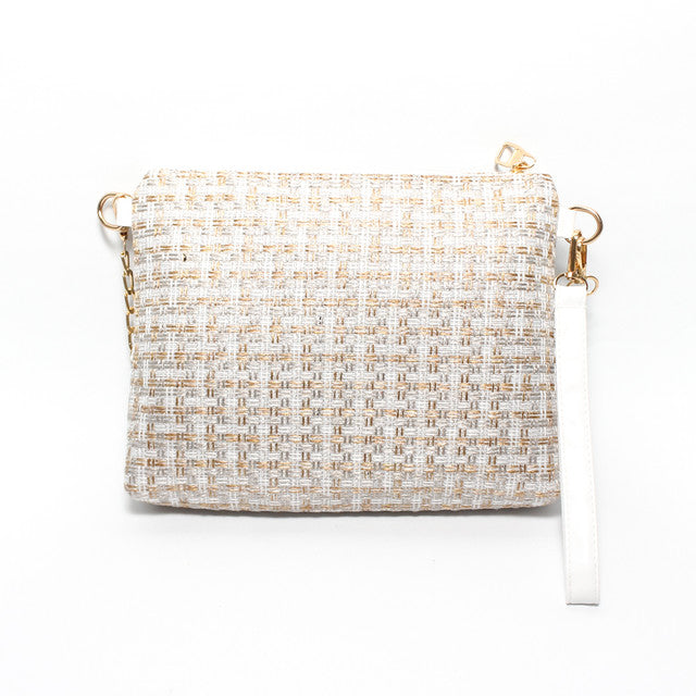 Woven Canvas Crossbody Bag - White