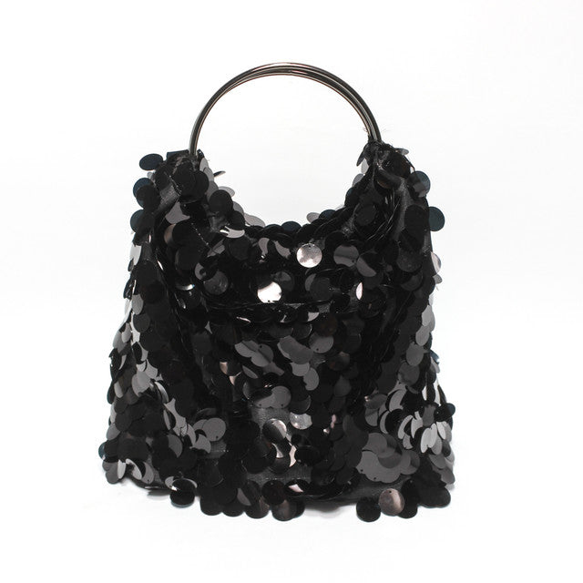 Sequin Hand Bag - Black