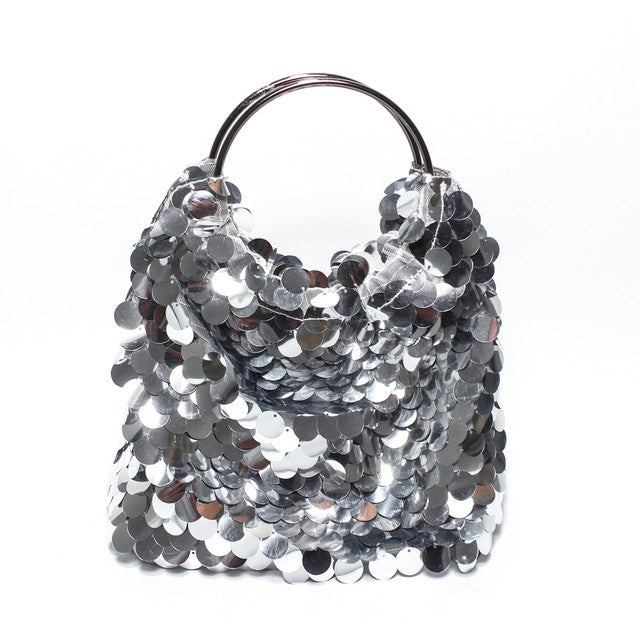 Sequin Hand Bag - Silver