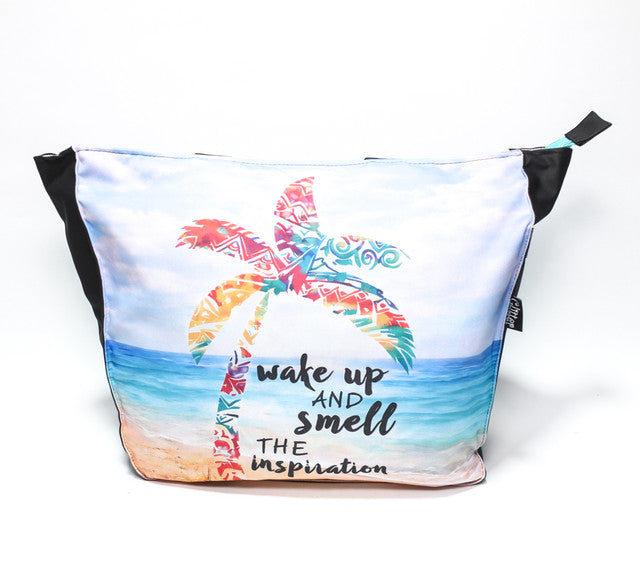 Tropical Print Canvas Tote Bag - Multicolor