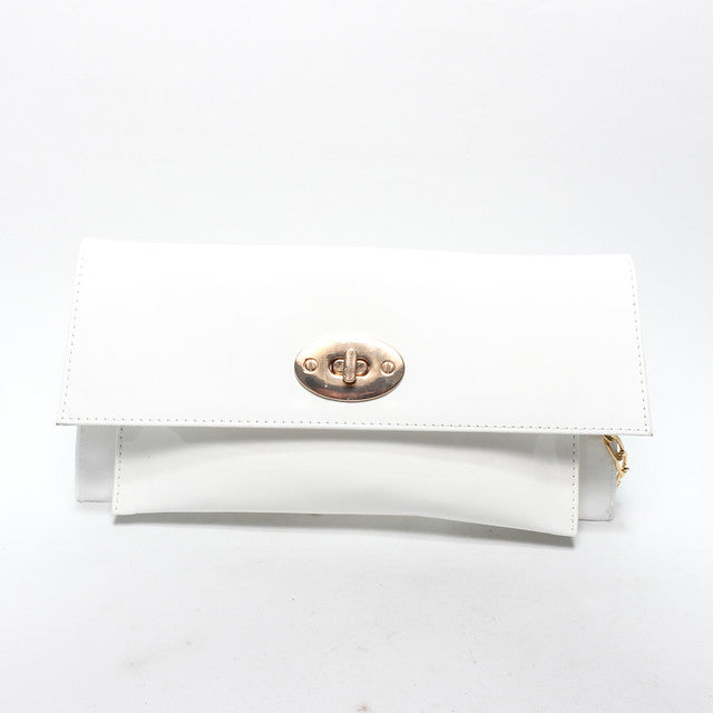Patent Leather Crossbody Clutch Bag - White