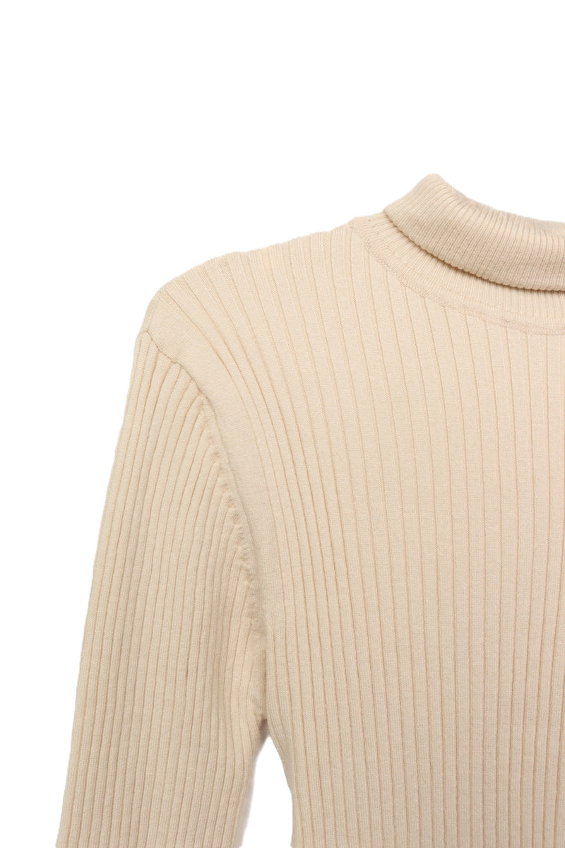 Polyamide Ribbed Turtleneck Pullover – Off White