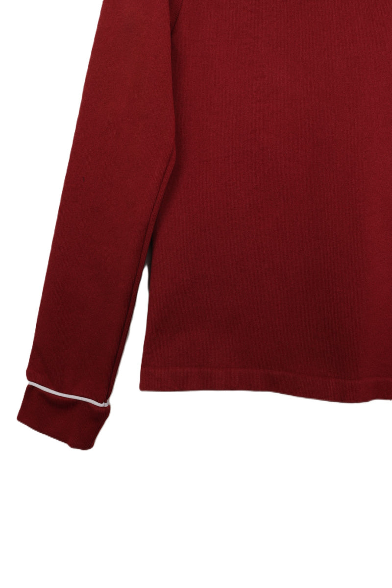 Polyamide V-Collared Long Sleeve Polo – Light Burgundy