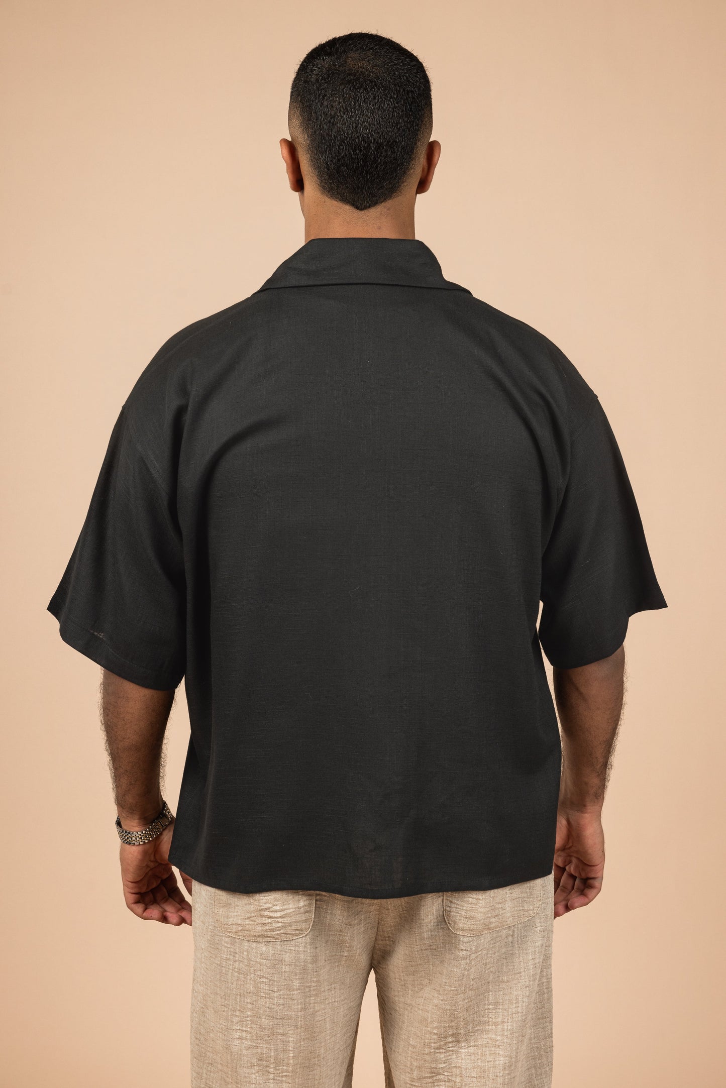 RDV Boxy Fit Linen Shirt - Black