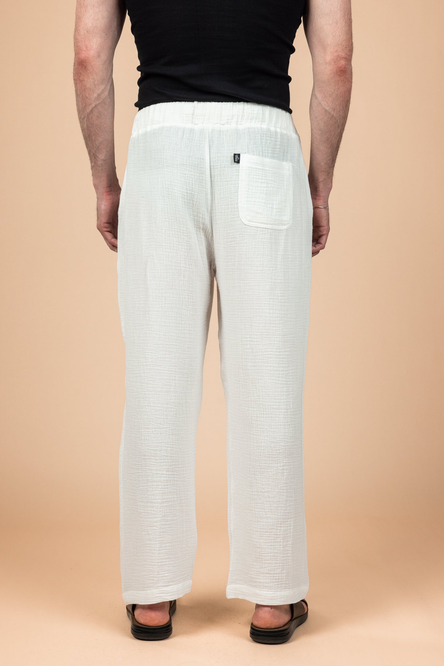 Wide Leg Baby Cotton Pants - White