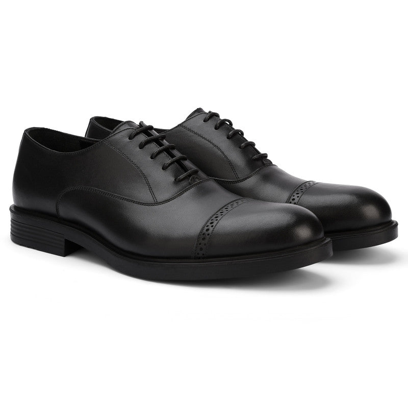 Solid Cap Toe Oxford Shoes – Black