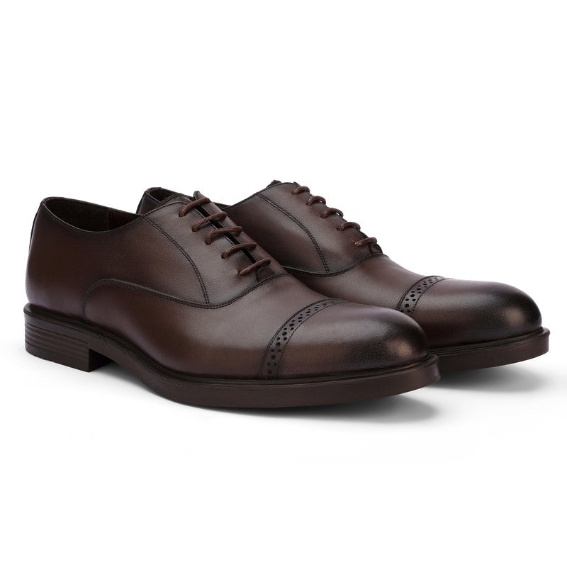 Solid Cap Toe Oxford Shoes – Brown