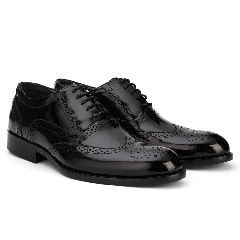 Gloss Wingtip Brogue Oxford Shoes – Black