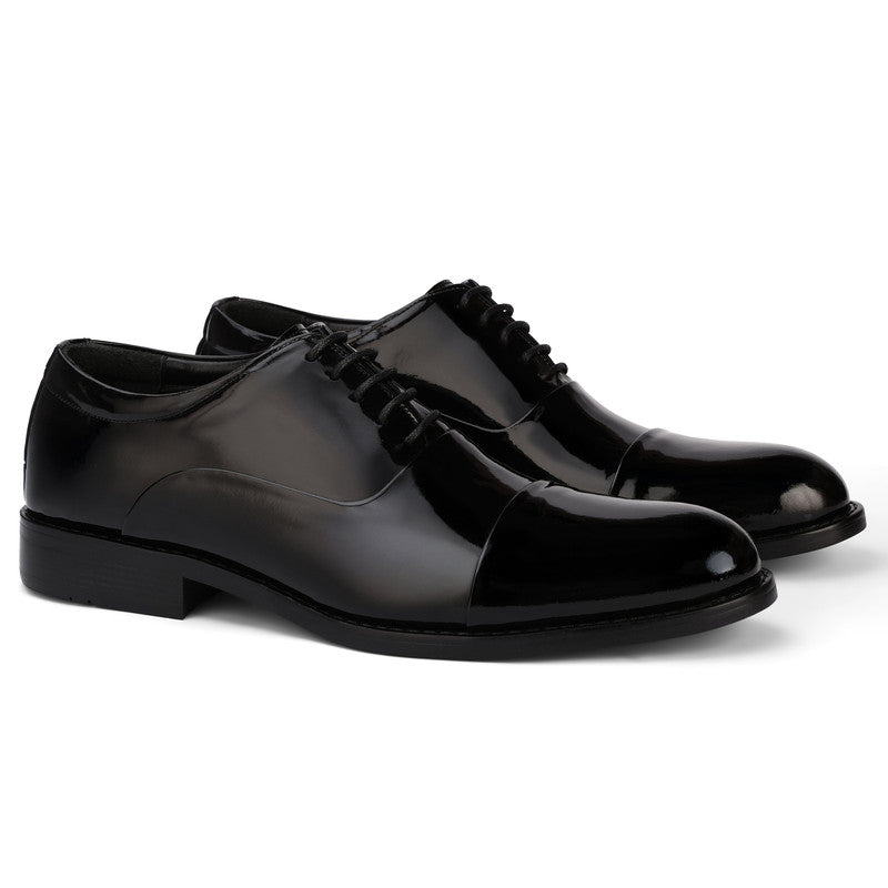 Gloss Cap Toe Oxford Shoes – Black