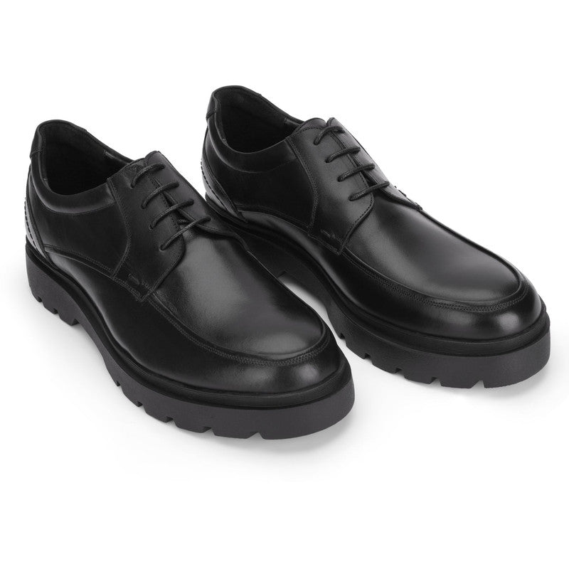 Solid Moc Toe Derby Shoes – Black