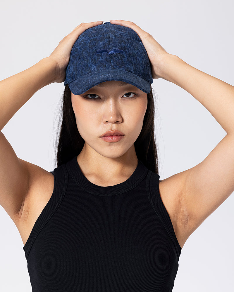 Denim Royal-Blue Leopard Cap - Dark Blue