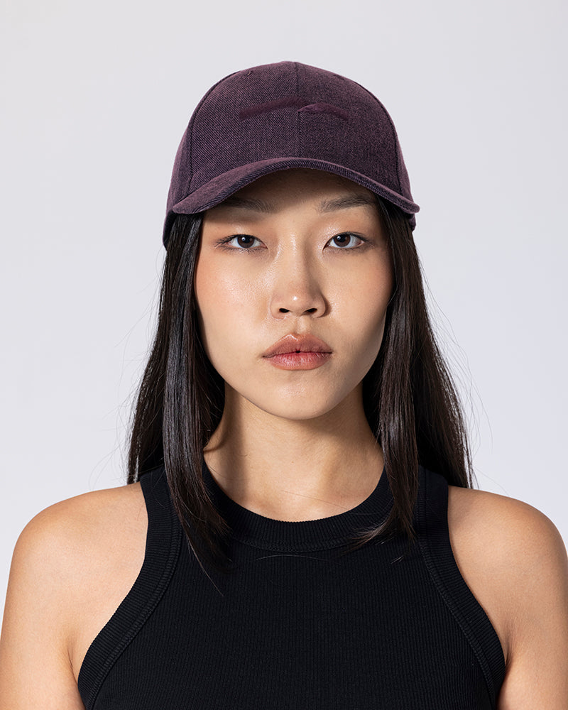 Denim Cherry Cap - Burgundy
