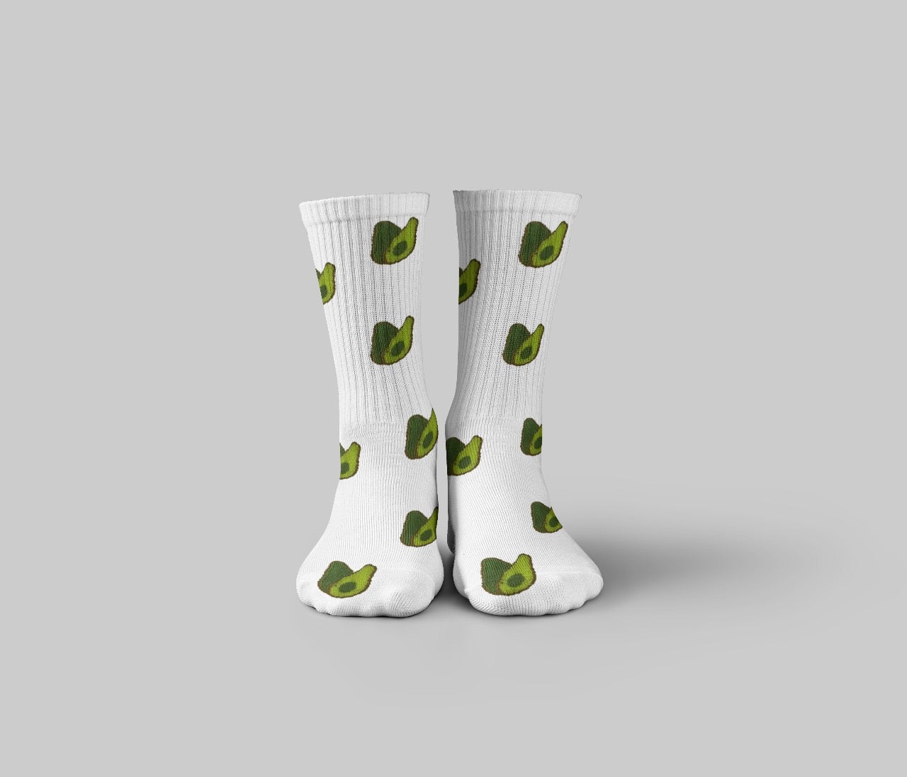 Cotton Printed Crew Socks – White