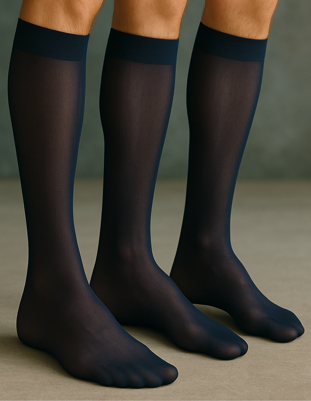 Nylon Sheer Black Socks 3 Pack - Navy