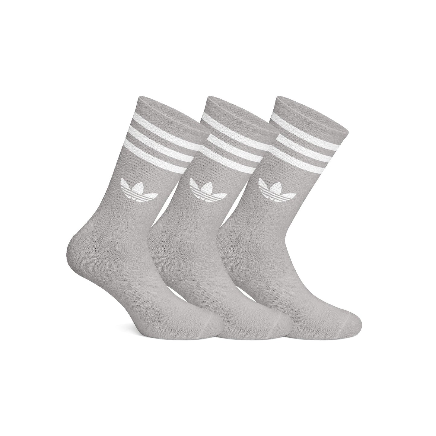 Cotton Adidas Striped Crew Socks Pack Of 3 – Grey