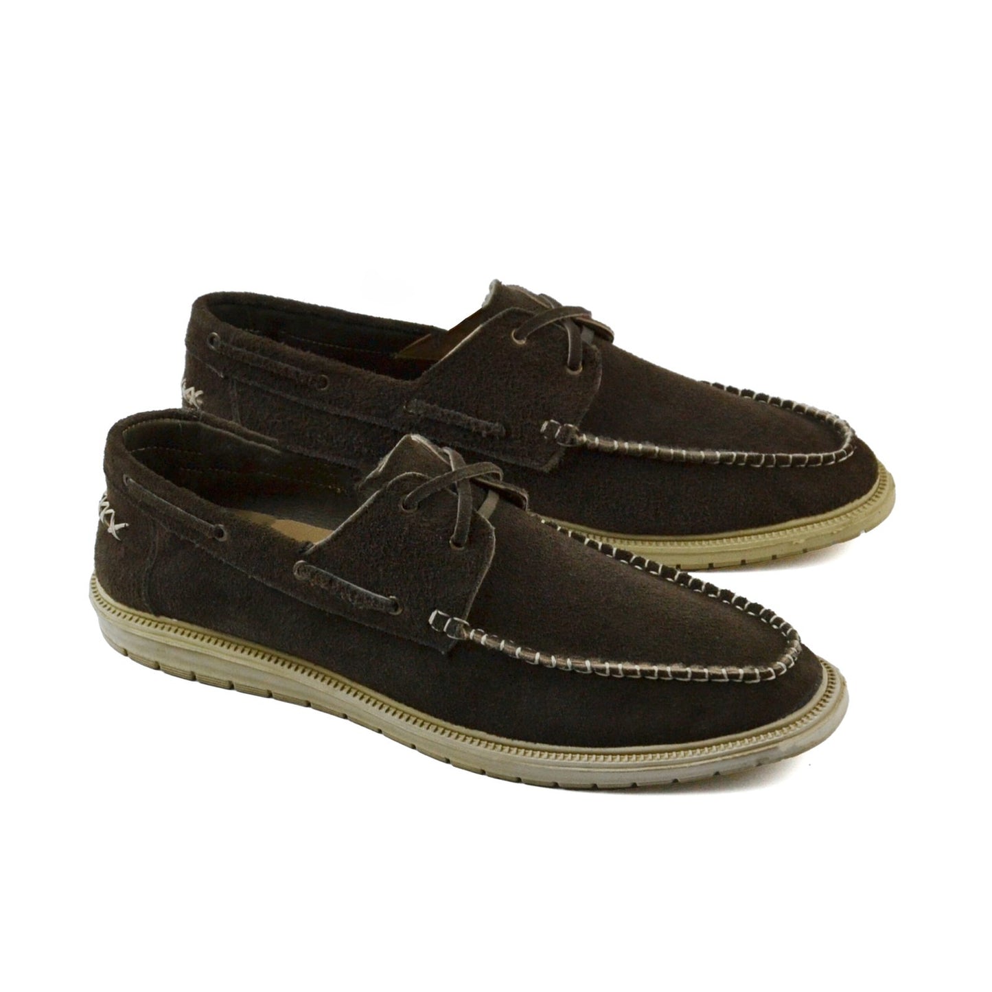 Suede Casual Moc-Toe Shoes - Dark Brown