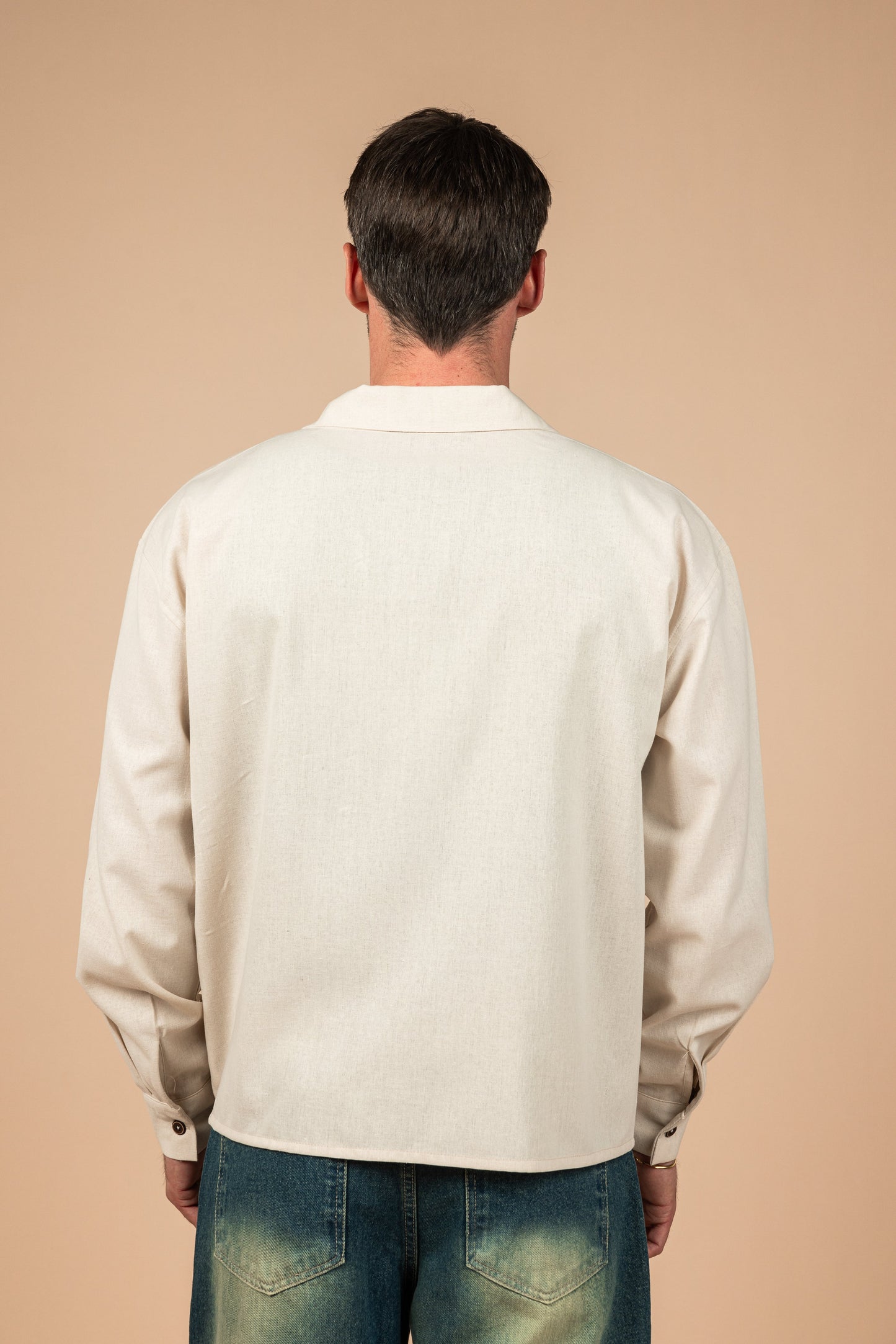 Boxy Fit Linen Shirt - Beige