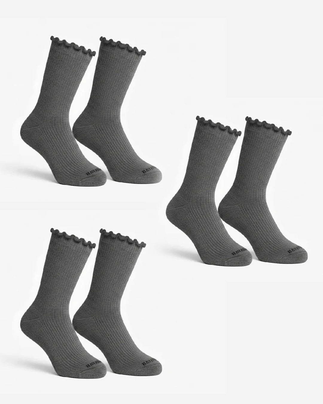 Set 3 Of Dark Gray Ripple Socks