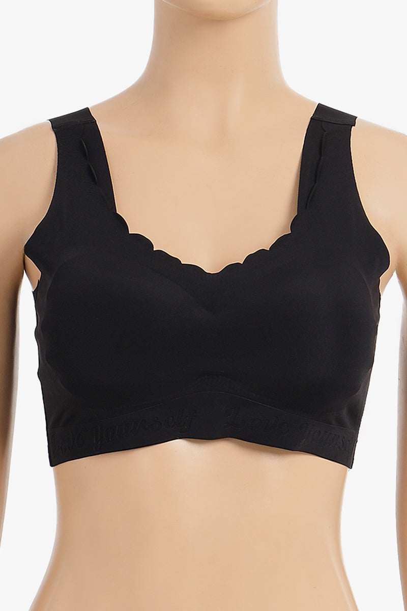 Laser-Cut Padded Bra - Black