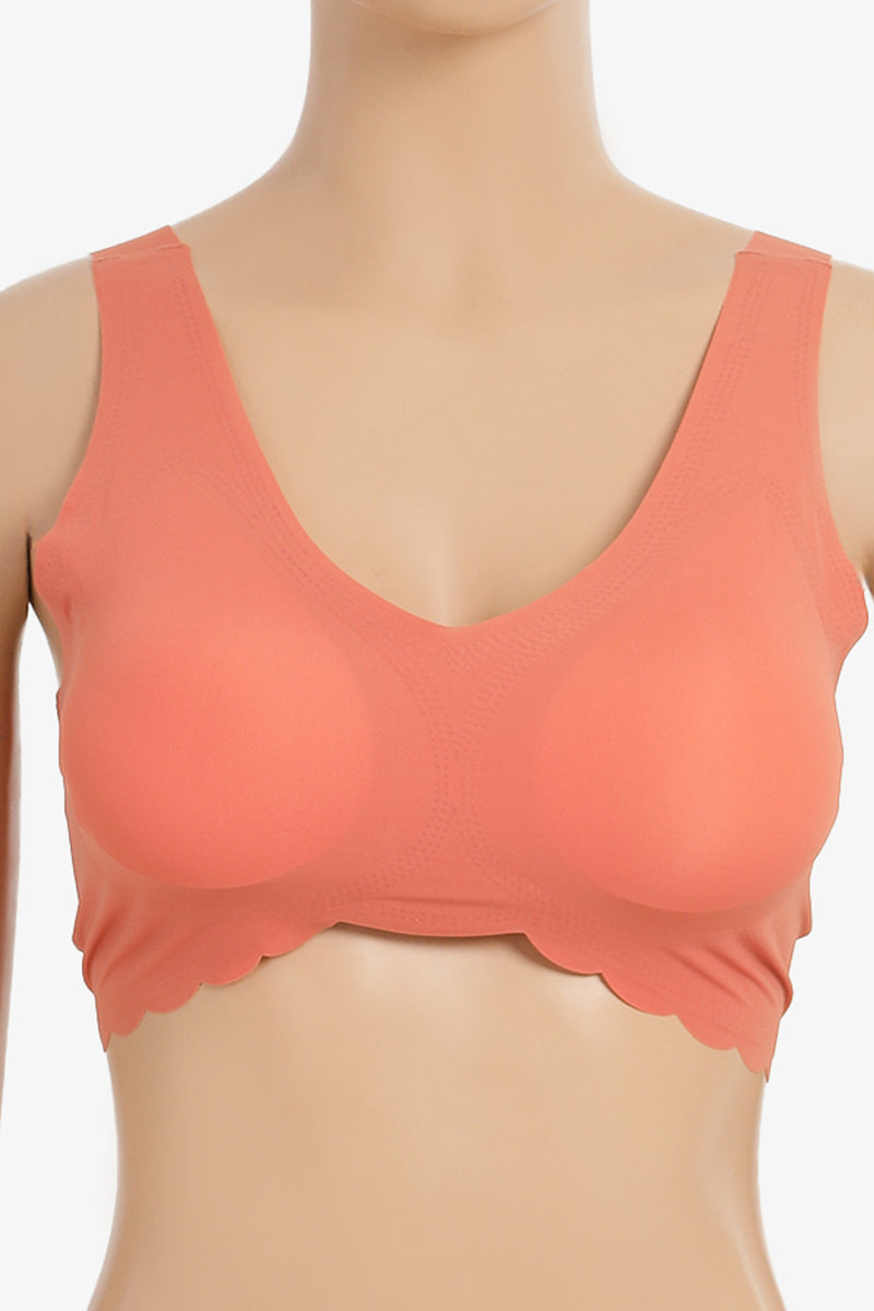 Laser-Cut Padded Bra - Coral