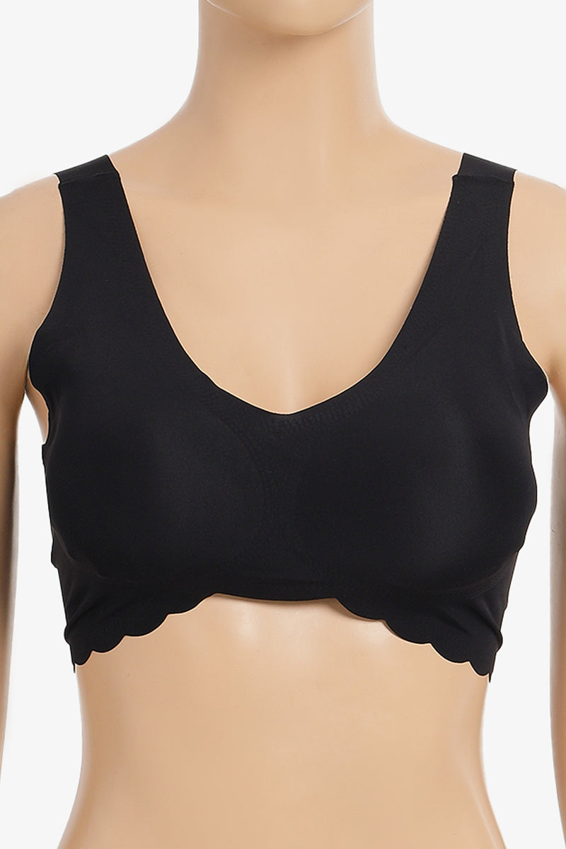 Laser-Cut Padded Bra - Black