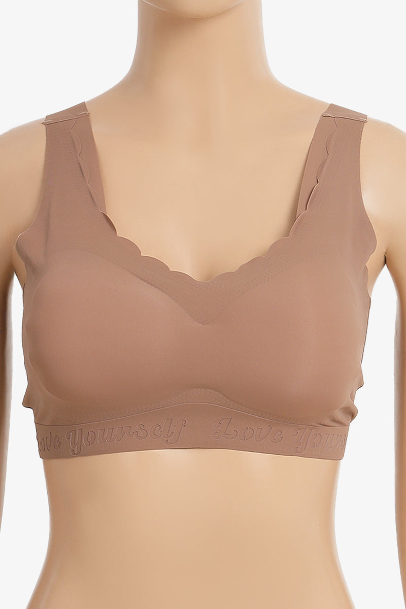 Laser-Cut Padded Bra - Coffee