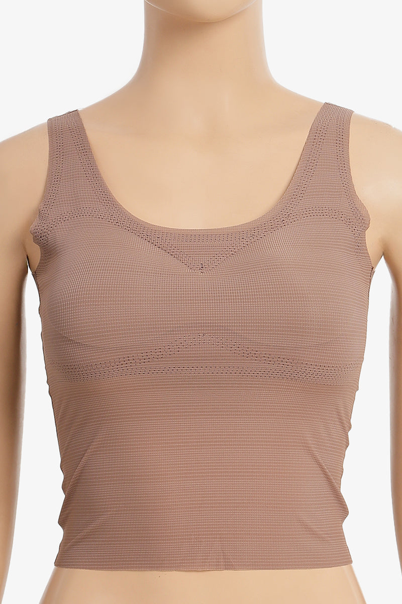 Laser-Cut Padded Top - Coffee