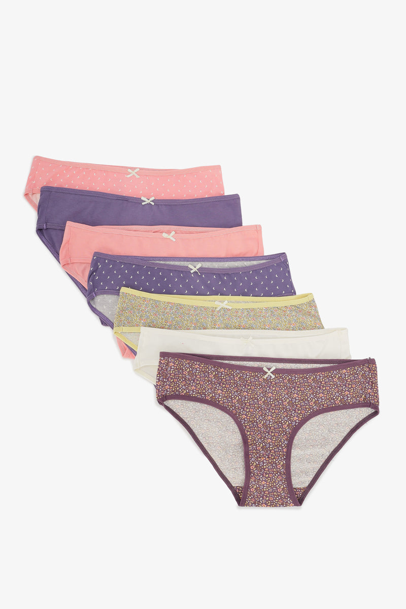 Printed Cotton Pack of 7 Bikini Panties – Multicolor