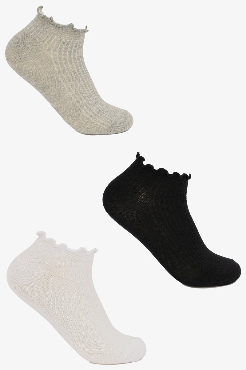 Ribbed Lettuce Edge Socks – Multicolor
