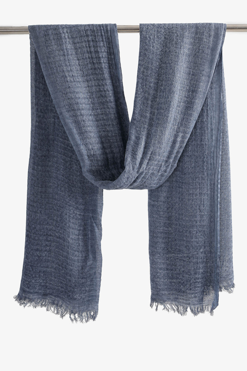Textured Linen Scarf - Blue