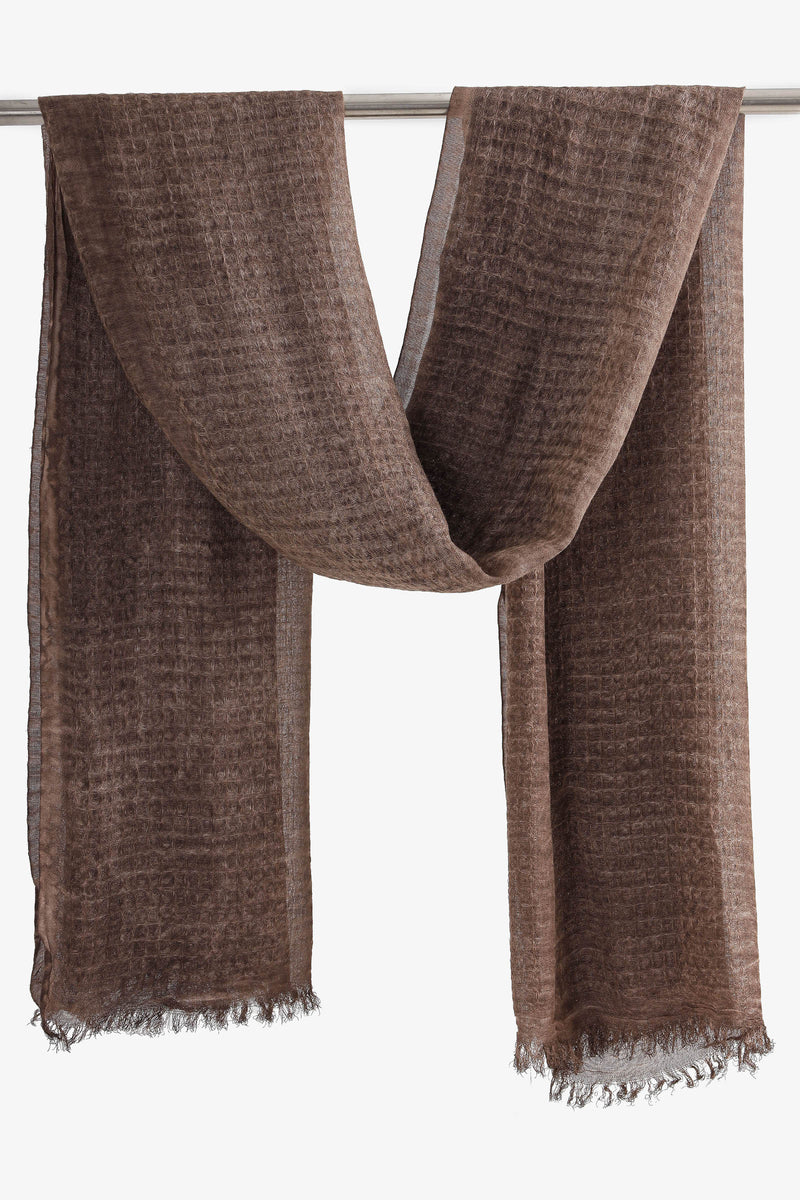Textured Linen Scarf - Dark Brown