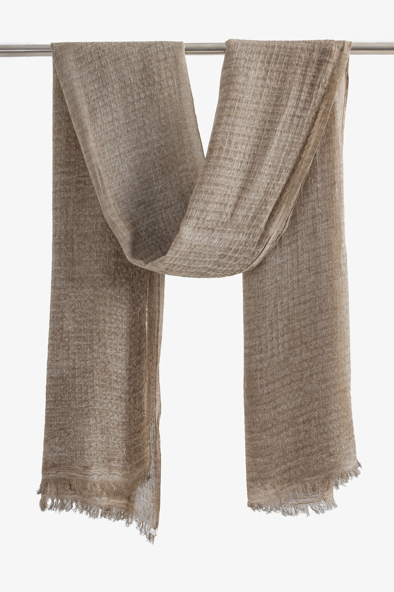 Textured Linen Scarf - Beige