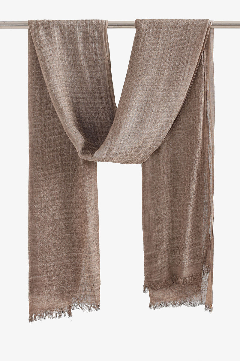 Textured Linen Scarf - Light Brown