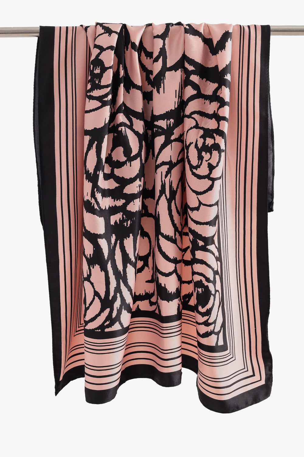 Floral Printed Square Scarf - Black