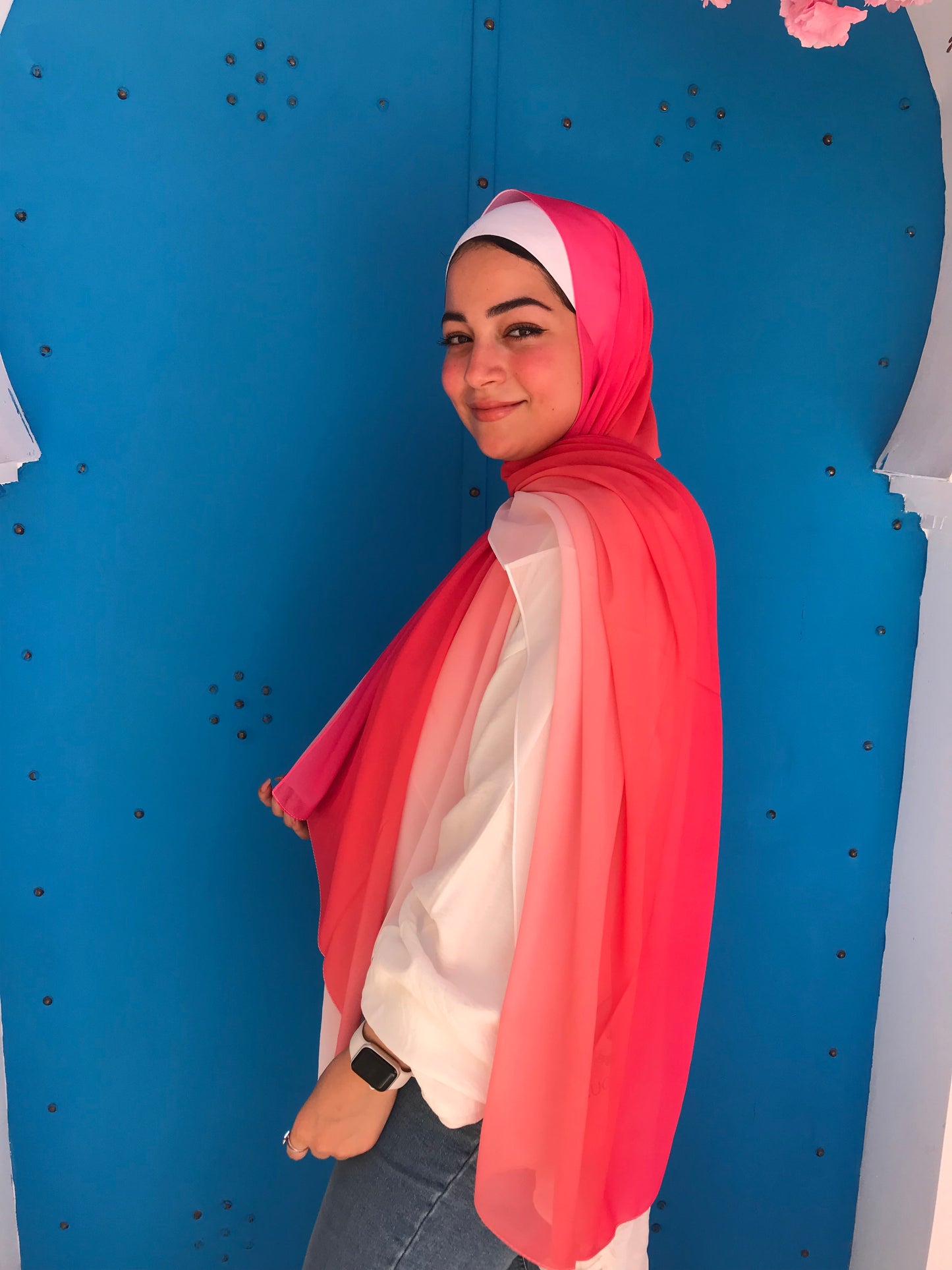 Crepe Chiffon Degrade Veil – Pinkish