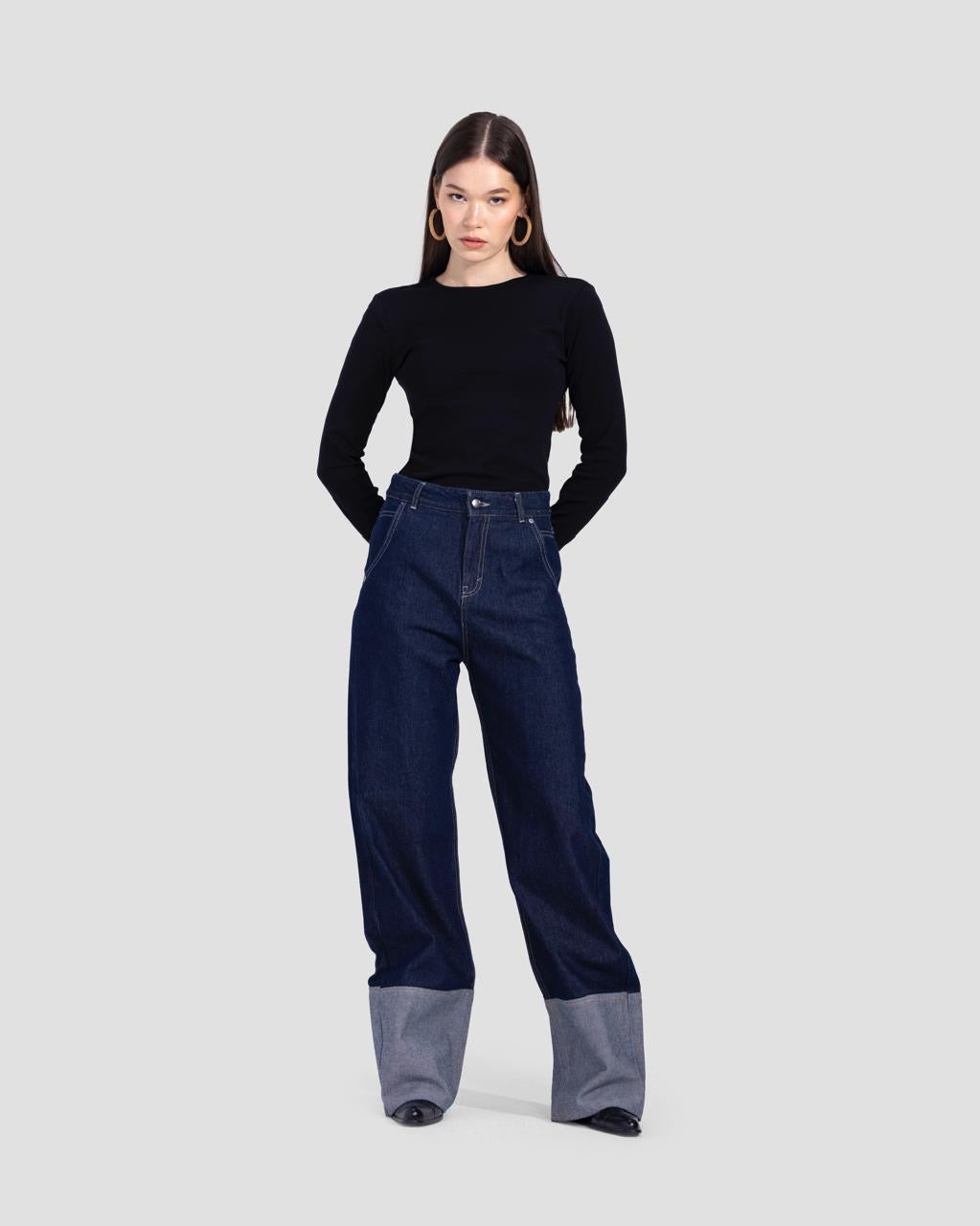 Denim Fold up indigo jeans - Dark Blue