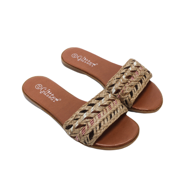 Faux Leather Stylish Slippers - Multicolor