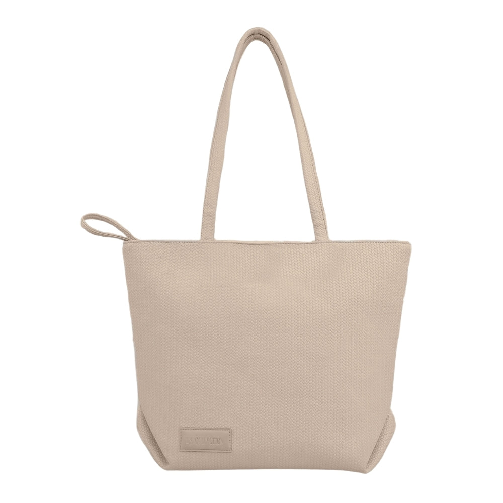 Textured Large Tote Bag - Beige