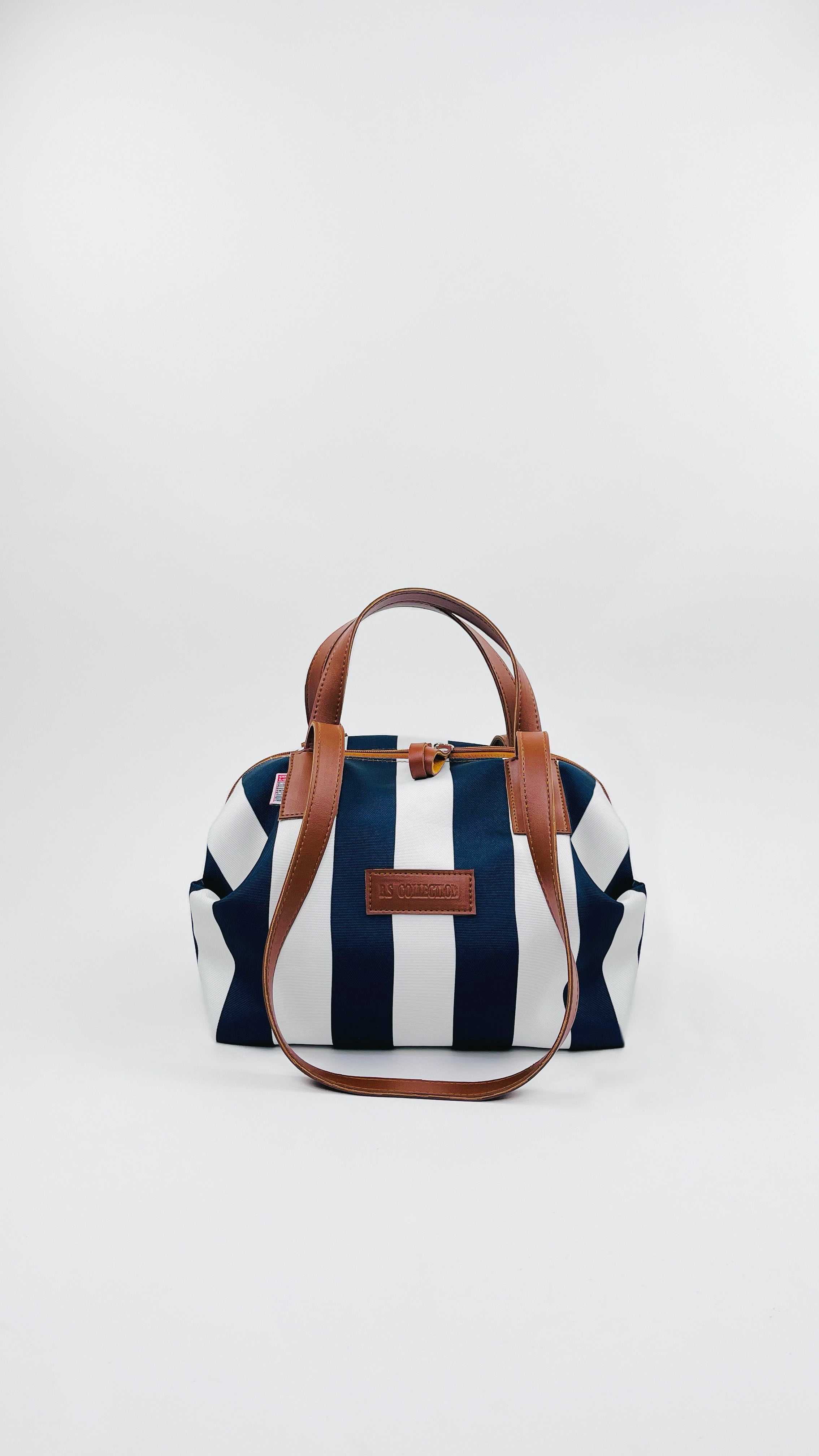 Striped Hand Bags - Navy & White