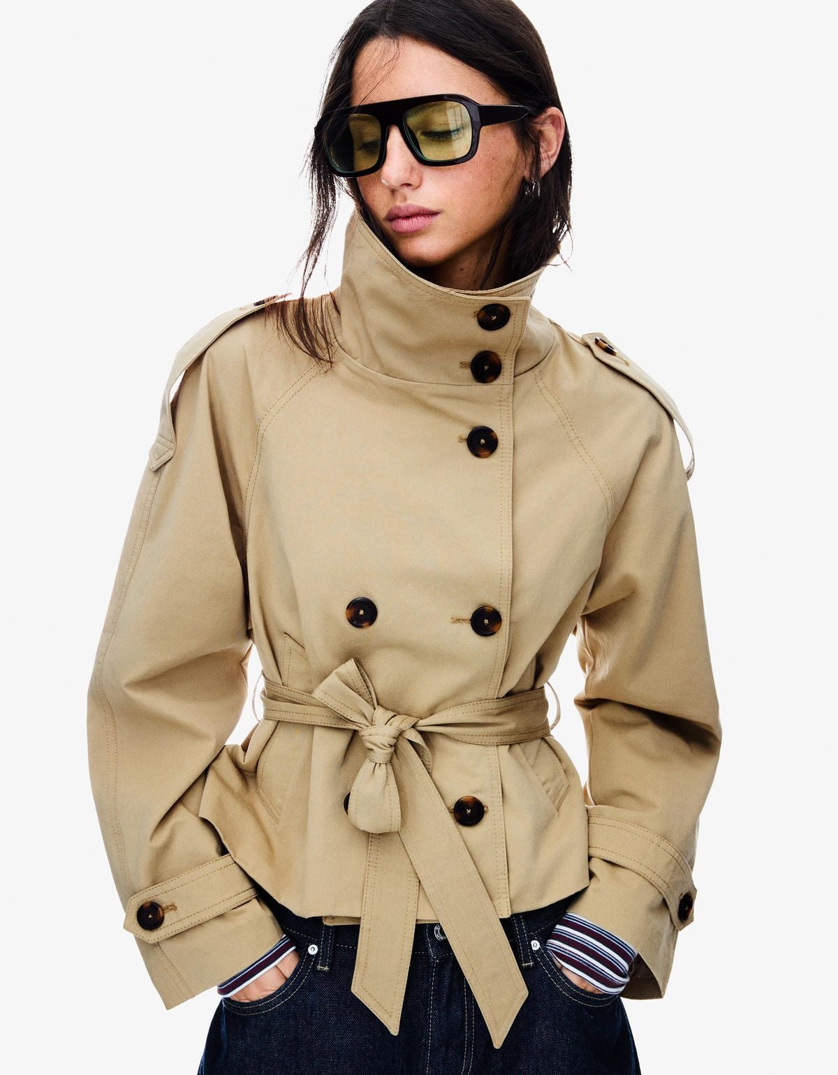 Gabardine Solid Jacket – Beige