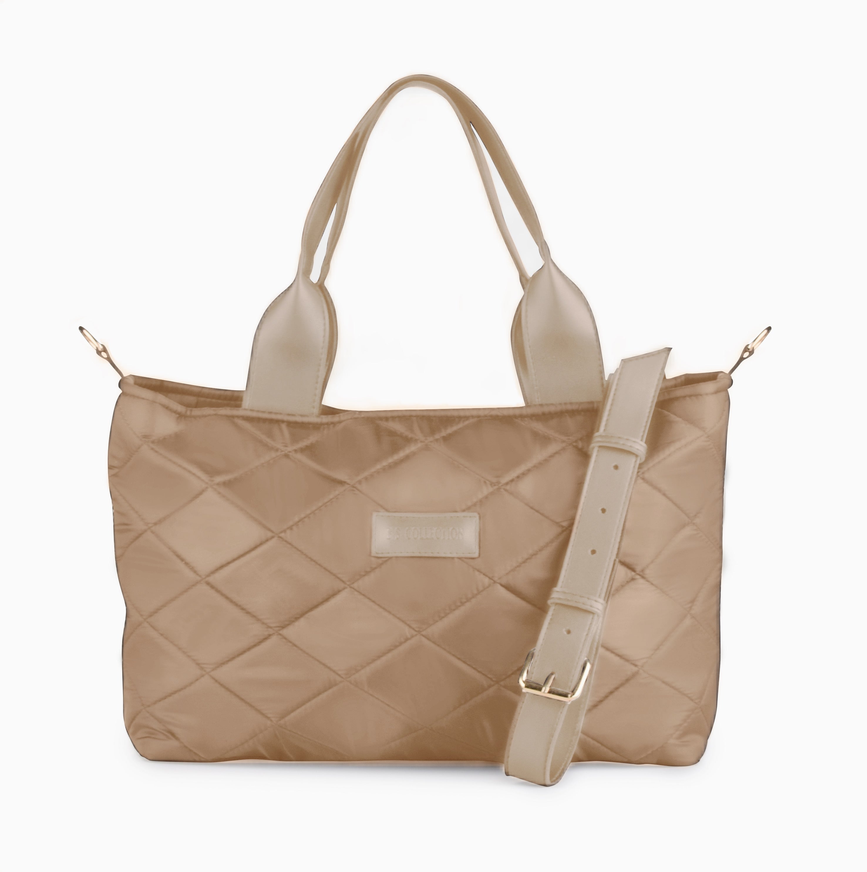 Quilted Laptop Tote Bag - Cafe