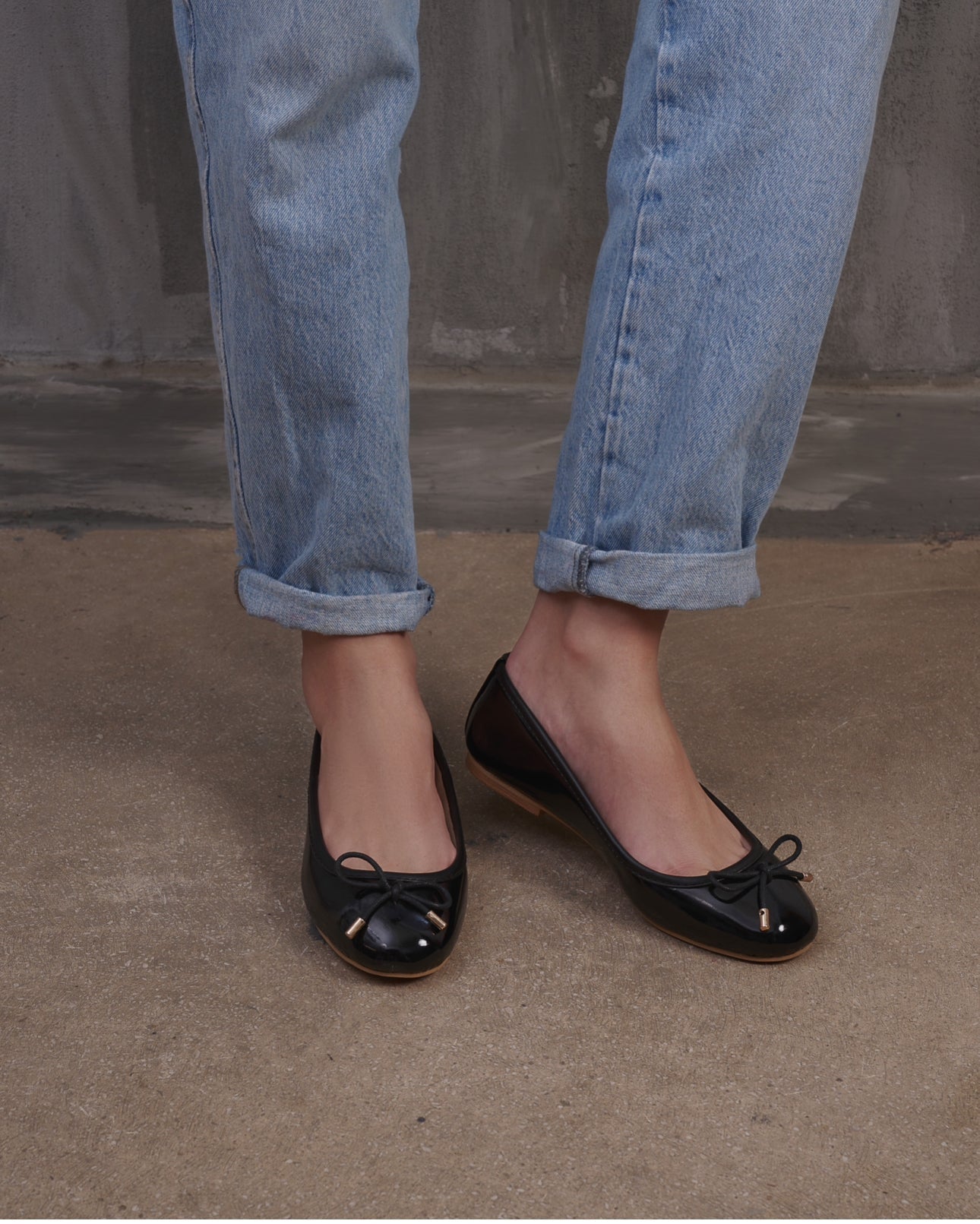 Patent Leather Baila Flash Flats - Black