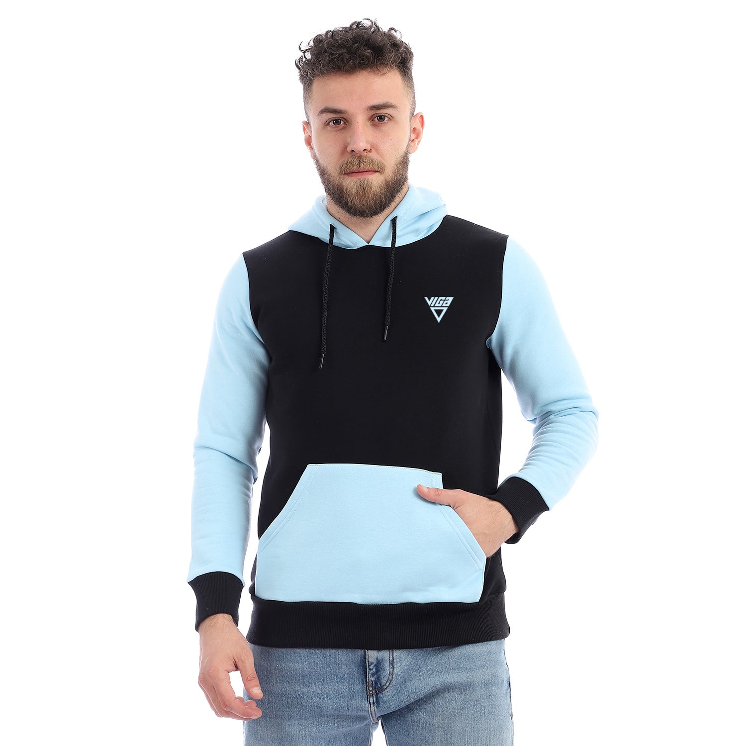 Cotton Bi-Color Hooded Sweatshirt