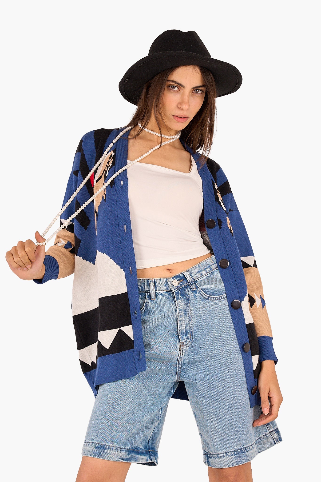 Horse Printed Wool Cardigan