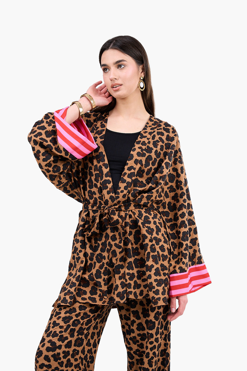 Leopard Print Tencel Kimono