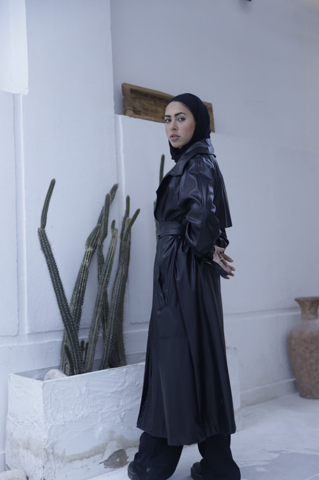 Belted Trench Coat - Black - AZ-TRC-BK