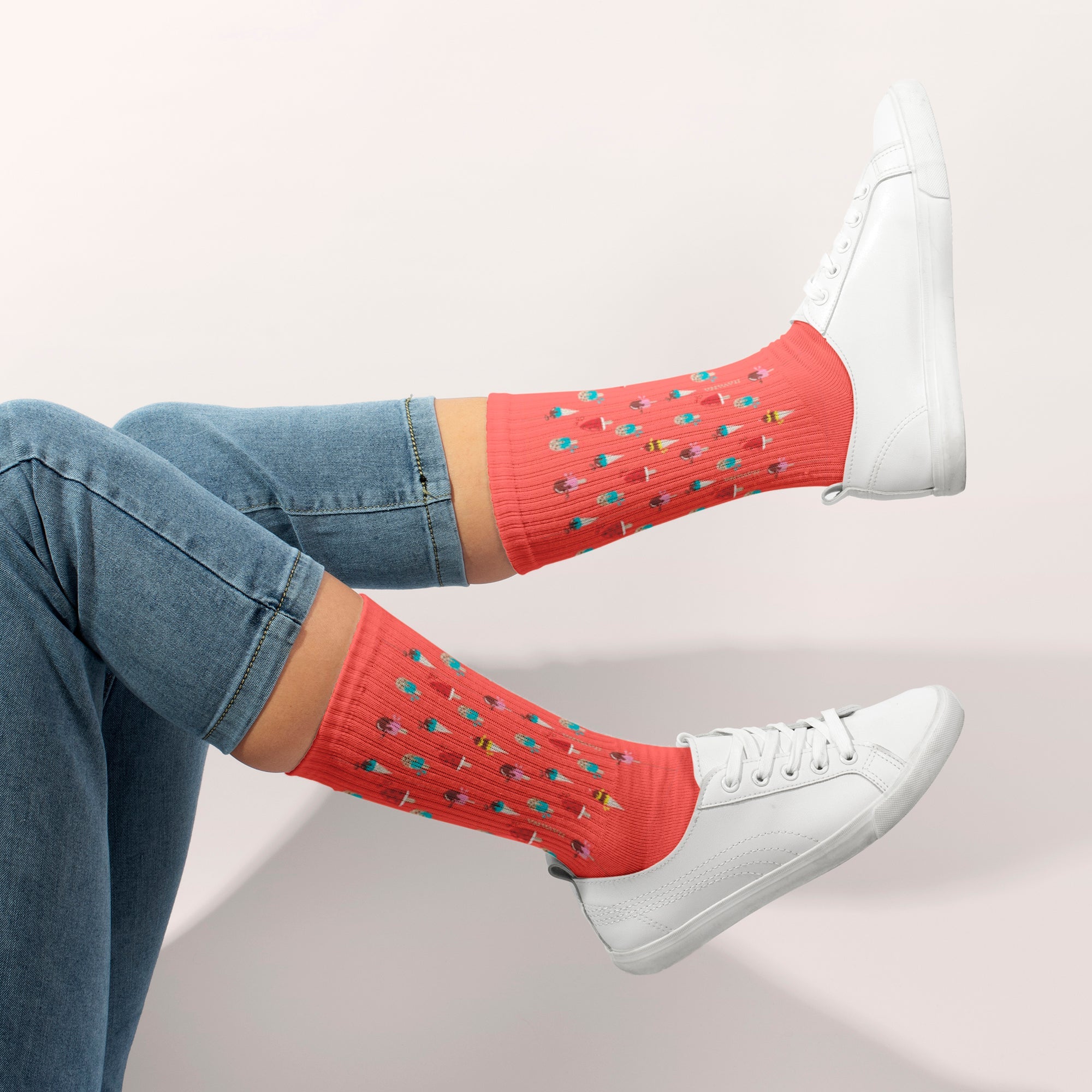 Cotton Printed Crew Socks – Multicolor