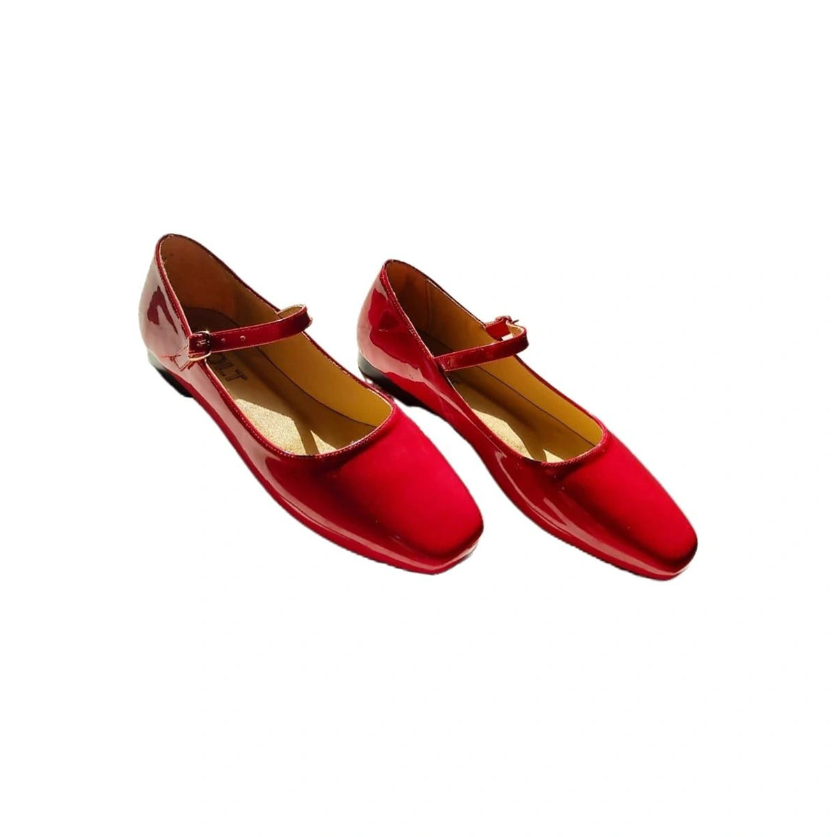 Leather Elegant Mary Janes - Red
