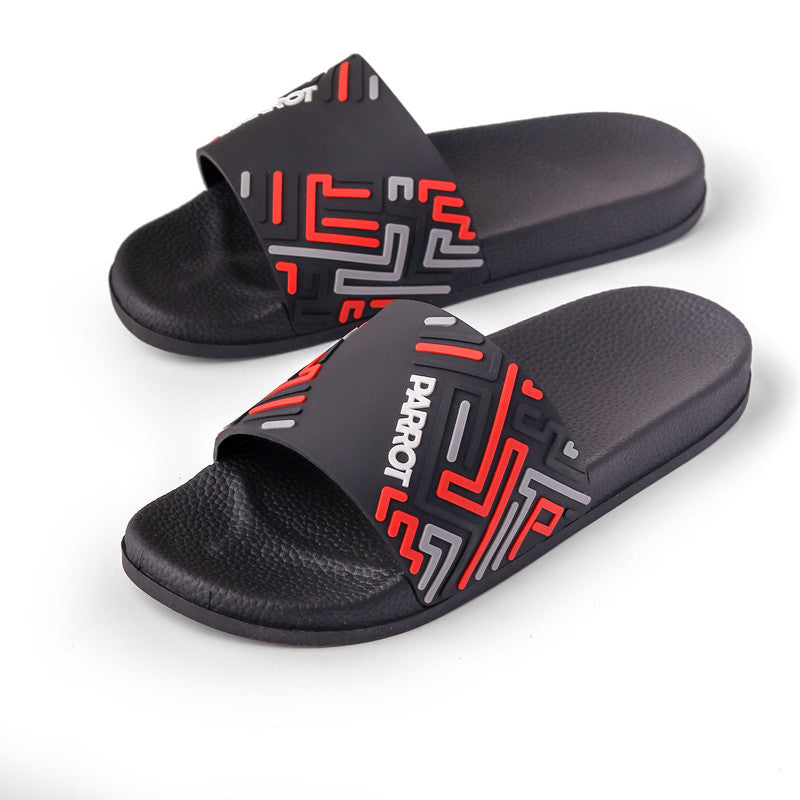 Rubber Grid Glide Slippers - Black & Red